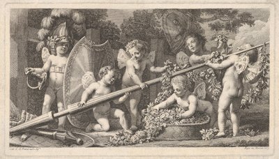 Six Putti Playing with the Arms of Mars by Bossi
