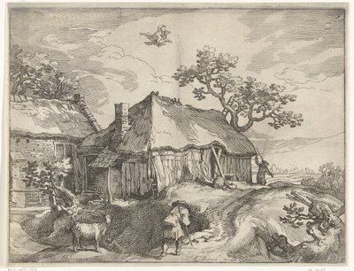 Landscape with Farm and Abduction of Ganymede (Views of the Countryside) by Boëtius Adamsz. Bolswert
