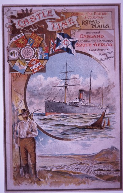 Castle Line Booklet with List of Passengers of Tantallon Castle Sailing from Cape Town to London in 1898 by British School