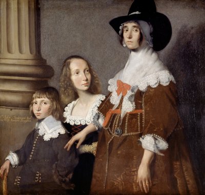 Hester Tradescant and her Stepchildren, John and Frances, c. 1644 by British School