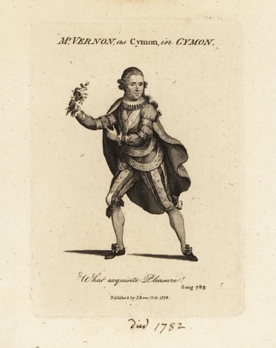 Mrs Joseph Vernon as Cymon singing Thomas Arne