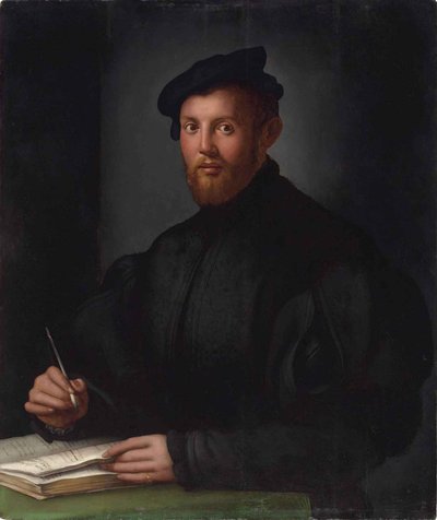Portrait of a Young Man in Black with a Book by Bronzino