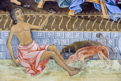 Close up of fresco detail in Church of Nativity of Virgin, Rila Monastery, Bulgaria by Bulgarian School