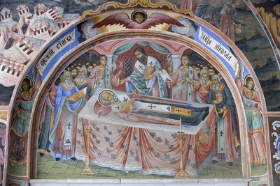 Fresco detail in Church of Nativity of Virgin, Rila Monastery, Bulgaria by Bulgarian School