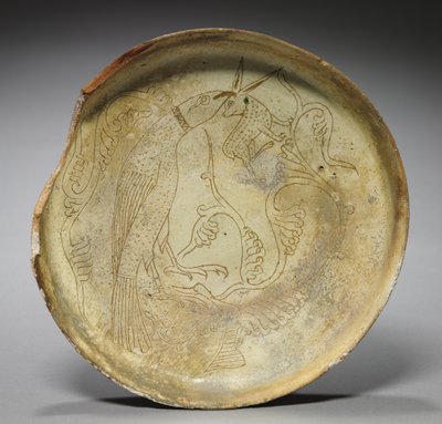 Deep Plate with Hawk, Rabbit, and Foliage by Byzantine