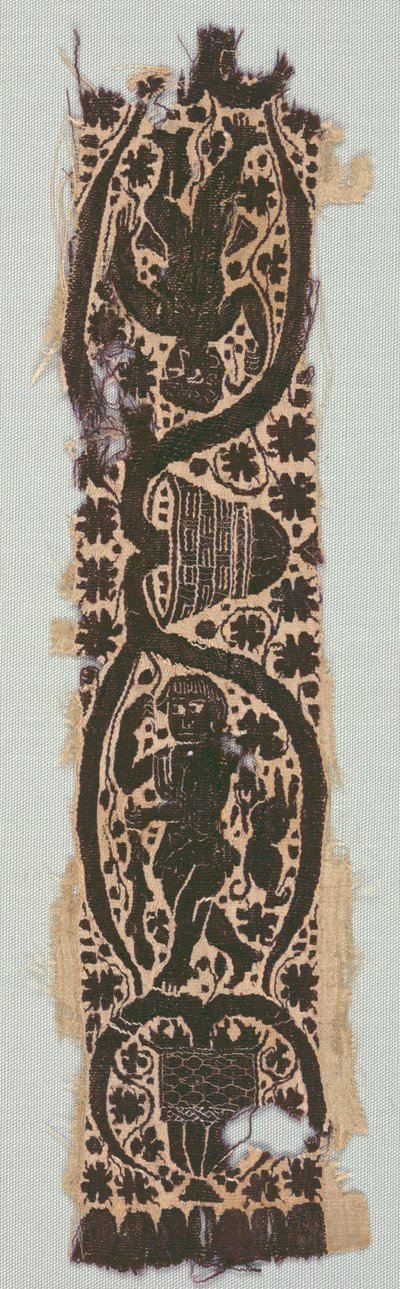 Rare Silk Tunic Fragment with Ornamental Sleeve Band, 400s-500s by Byzantine Period Egyptian