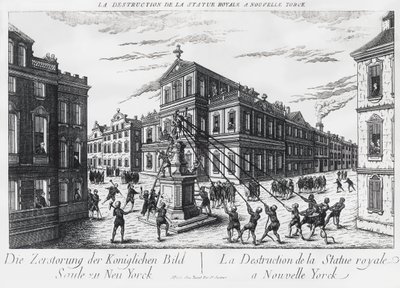 American Separatists Pulling Down the Monument to King George of England in New York by J.B. and Brown J. Rowbotham