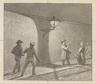 Linear Perspective Applied to Painting, Plate VIII, Fig. 1 - Nightly Journey Under the Street Lamp by Christoffer Wilhelm Eckersberg