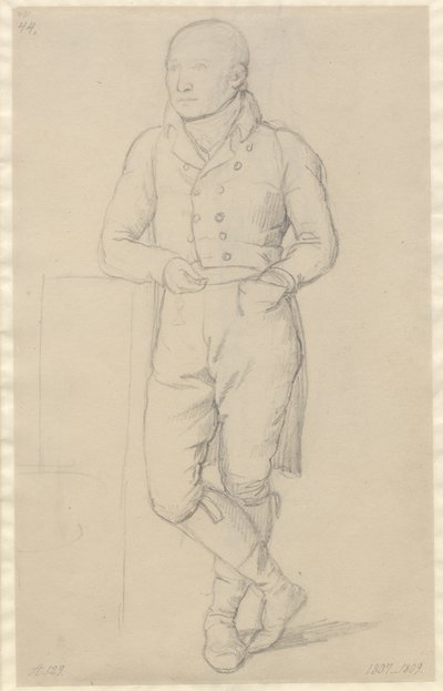 Portrait of a Standing Man, with Crossed Legs, Leaning Against a Sofa by Christoffer Wilhelm Eckersberg