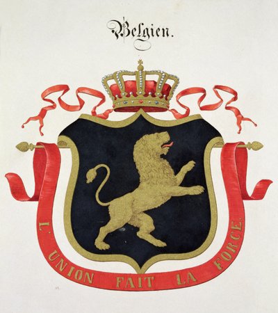 Arms of the Belgian Royal Family, from a collection of watercolours published in Germany by C. Hildebrandt