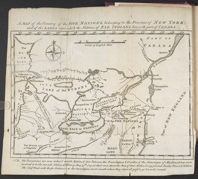 A Map of the Country of the Five Nations, belonging to the Province of New York; and of the Lakes near which the Nations of Far Indians live, with part of Canada by Cadwallader Colden