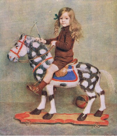 The girl with the wooden horse, illustration from My Magazine by Camille Boiry