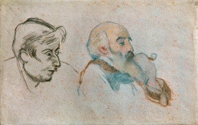 Double Portraits of Gauguin and Pissarro by Camille Pissarro