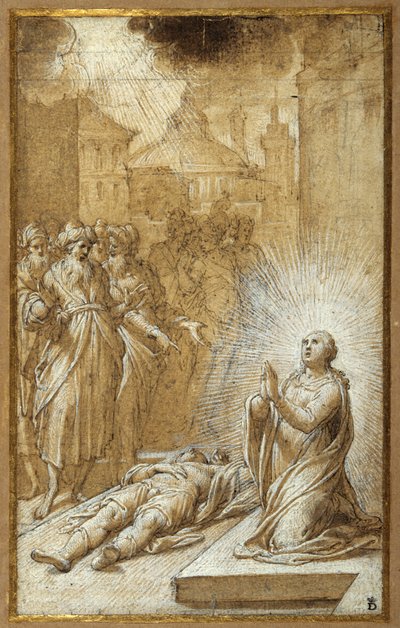 Female Saint Praying by the Body of a Dead Man by Camillo Procaccini