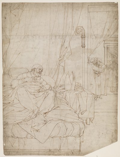 Bedridden Pope Listening to Conversing Men in an Adjacent Room by Camillo Procaccini