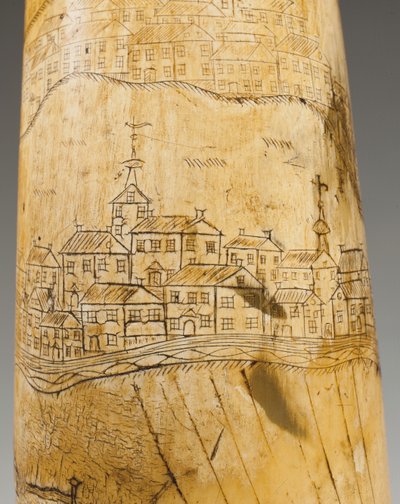 Powder Horn, Engraved with a Map of the St. Lawrence River in the Area of Quebec by Canadian School