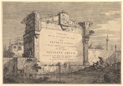 Title Plate of Vedute altre prese da i luoghi altre ideate by Giovanni Antonio Canal