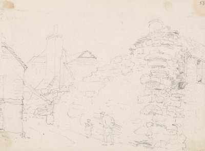 Sketch of Stone Cottages in a Village by Capt. Thomas Hastings