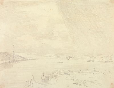 Sketch of a Seaside Landscape with Pier in Foreground, Isle of Wight by Capt. Thomas Hastings