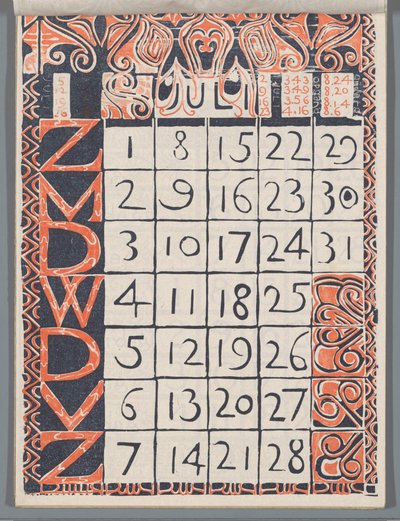 Calendar Page July 1900 by Carel Adolph Lion Cachet