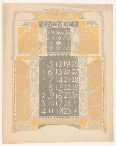 Calendar Page November 1899 by Carel Adolph Lion Cachet