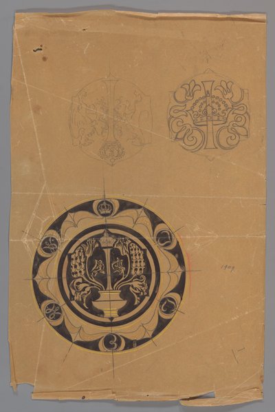 Design for a Plate with Crown and Monogram by Carel Adolph Lion Cachet