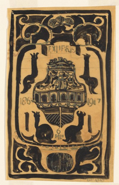 Design for an Ex Libris for D. Goedkoop by Carel Adolph Lion Cachet