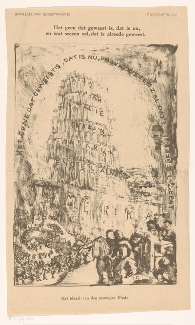 Tower with country names by Carel Adolph Lion Cachet