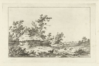 Man with Rake by a Barn by Carel Lodewijk Hansen