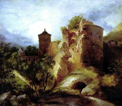 The blown tower of Heidelberg Castle by Carl Blechen