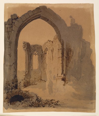 Gothic Church Ruin with Two Women by Carl Blechen