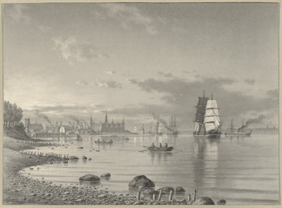 Shipping on the Oresund with Helsingor and Kronborg Castle in the Distance by Carl Emil Baagoe