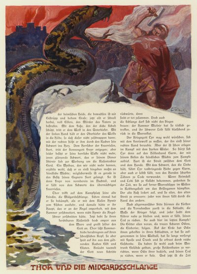 Thor Battling the Midgard Serpent at the Battle of Ragnarok by Carl Emil Doepler