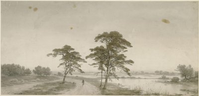 Flat Landscape with Wanderer by Carl Friedrich Lessing