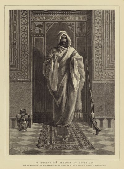 A Mugharibee Bedawee at Devotion by Carl Haag