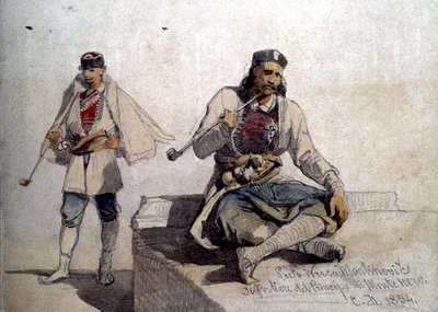 Study of Two Figures, Both Smoking Pipes by Carl Haag