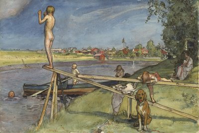 A Pleasant Bathing Place, from A Home series, c.1895 by Carl Larsson