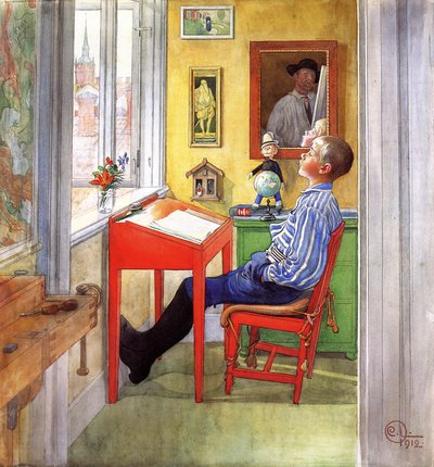 Esbjorn Doing his Homework, 1912 by Carl Larsson
