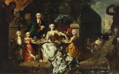 A Family Group on a Terrace in the Grounds of a Villa, Possibly George Jackson and His Family by Carl Marcus Tuscher