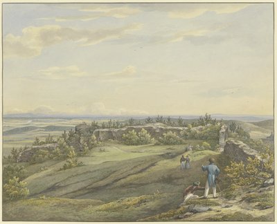 Courtyard of the Ruin Falkenstein with View of the Main Plain, the Odenwald and the Rhine Mountains by Carl Morgenstern