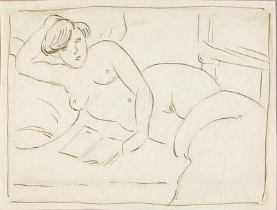 Reclining Female Nude with Book by Carl Newman