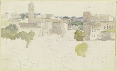 View Over Rome with the Colosseum on the Right, Mountains in the Distance by Carl Philipp Fohr