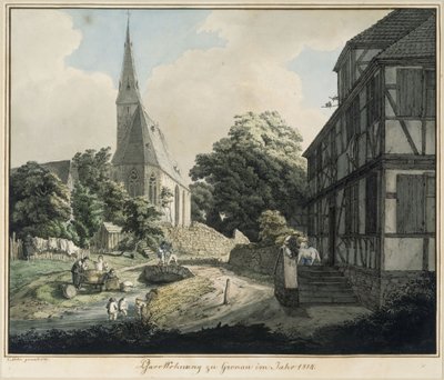Parsonage and Church in Gronau in the Year 1814 by Carl Philipp Fohr