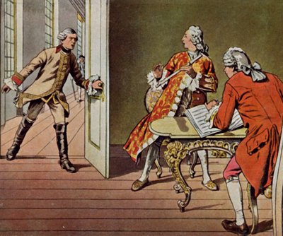 The Crown Prince and His Music Teacher Quantz Surprised by Friedrich Wilhelm I While Playing the Flute by Carl Rochling