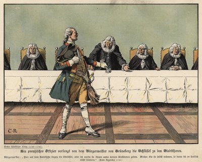 A Prussian Officer Demanding the Keys to the Town from the Mayor of Gruneberg by Carl Röchling