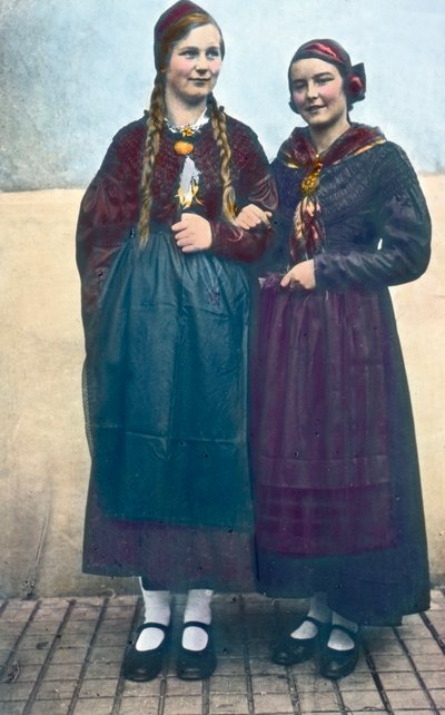 Portrait of Two Young Women from Carinthia, Austria, circa 1920. Carl Simon Archive by Carl Simon
