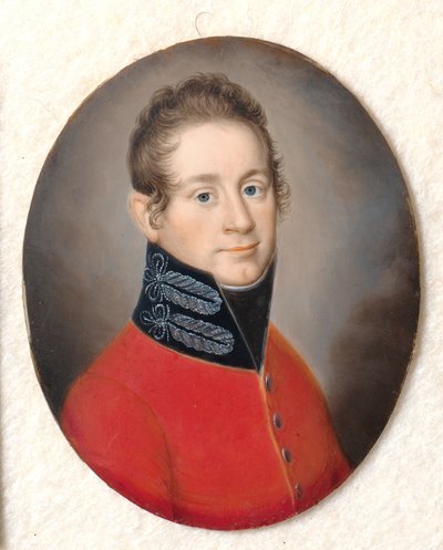 Portrait of an Unknown Man in a Red Uniform by Carl Viertel