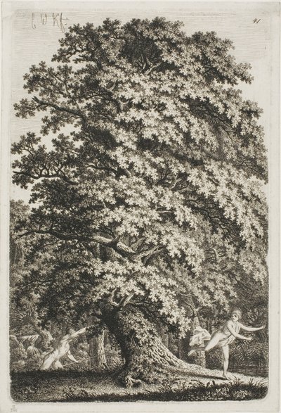 Woman Fleeing from a Man Holding a Lance in the Forest by Carl Wilhelm Kolbe the elder
