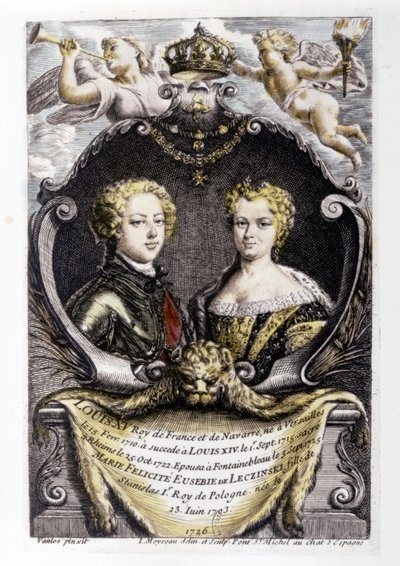 Louis XV and Marie Leszczyńska: Louis XV (15 years old) and Marie Leszczyńska (22 years old) by Carle van Loo
