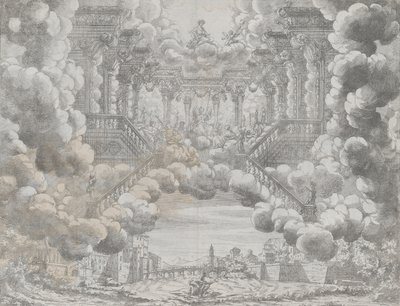 Stage Design with Allegorical Figures on a Staircase, from 